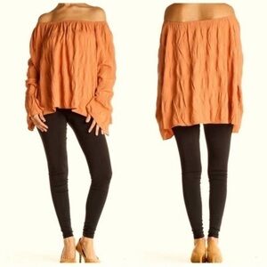 Elizabeth And James Off The Shoulder Top Womens Large Boho Orange Bell Sleeves